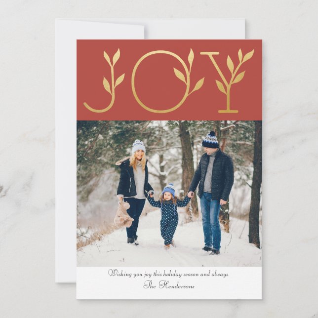 Elegant Joy Photo Holiday Card (Front)