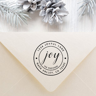 Elegant Joy Round Return Address Self-inking Stamp