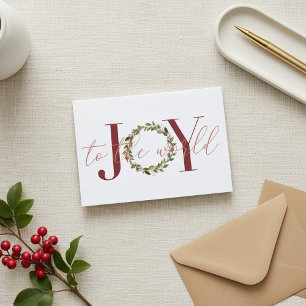Elegant Joy to the World Christmas Holiday Photo Card