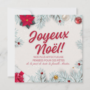 Elegant Joyeux Noël Christmas Card Invitation