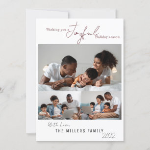 Elegant Joyful Holiday Seasons 3 Photo Card