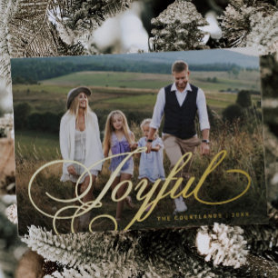 Elegant Joyful Script Christmas Photo