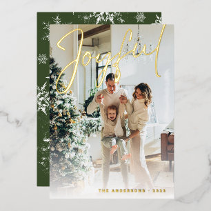 Elegant Joyful Script Family Photo Snowflakes