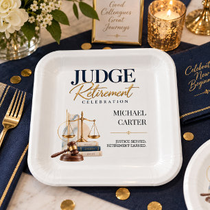Elegant Judge Retirement Party Celebration Paper Plate