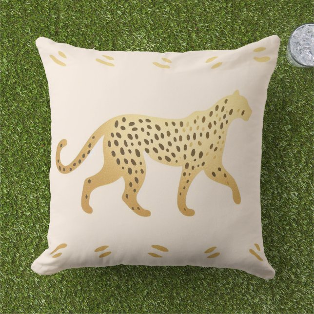 Elegant Jungle Pink and Gold Leopard  Cushion (Grass)