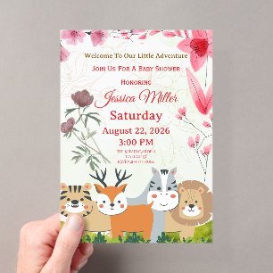 Elegant jungle-themed baby shower invitation card