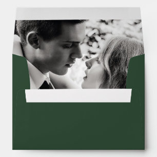 Elegant Juniper Green Photo Wedding Envelope