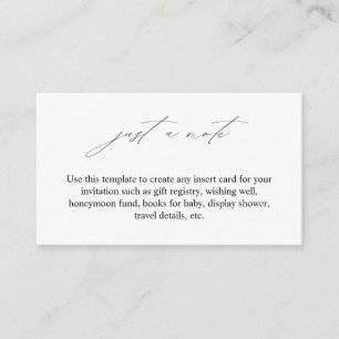 Elegant Just a Note Enclosure Card