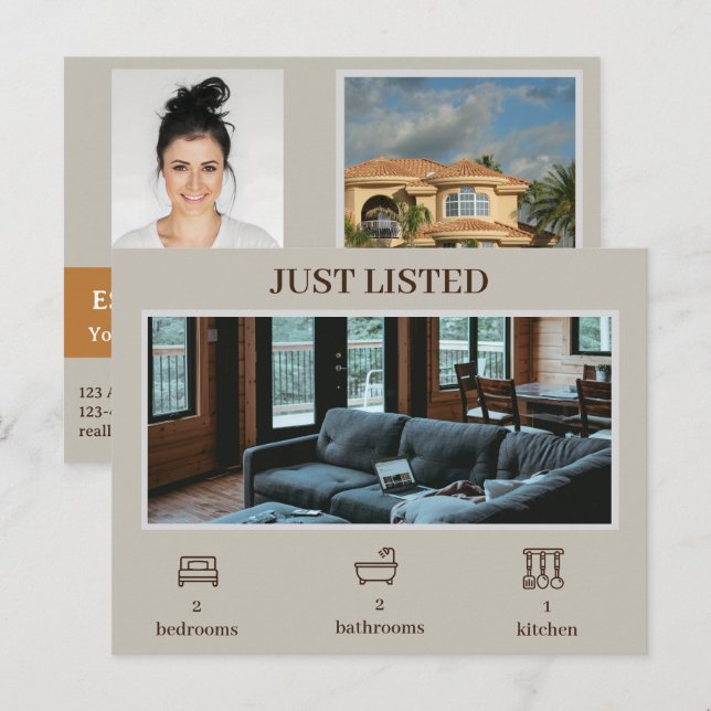 Elegant Just Listed Real Estate Postcard (Front/Back)