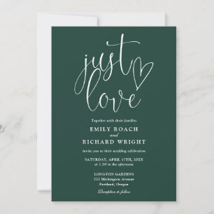Elegant Just Love All In One Emerald Green Wedding Invitation