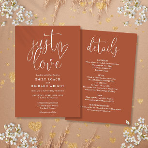 Elegant Just Love All In One Terracotta Wedding Invitation