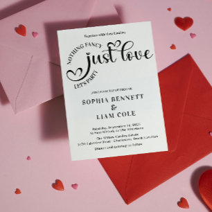 Elegant Just Love Black and  White Heart Wedding  Invitation