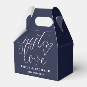 Elegant Just Love Heart Navy Blue Wedding Favour Box