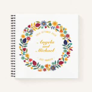 Elegant Just Married Floral Wedding Guestbook Notebook