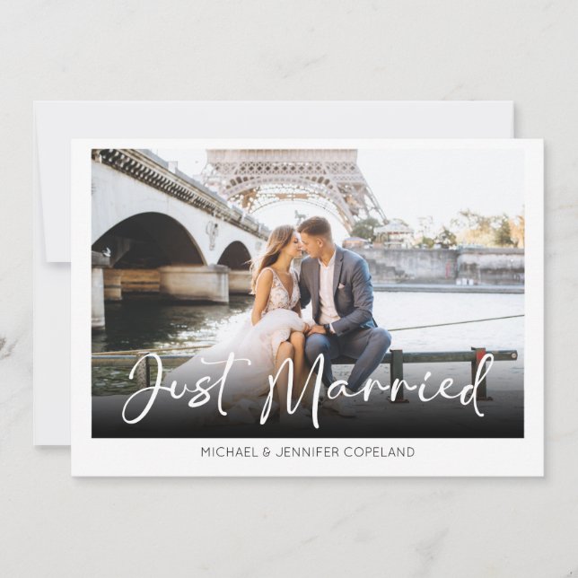 Elegant Just Married Photo Wedding Announcement (Front)