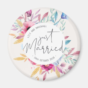 Elegant Just Married Wedding Fridge Magnet