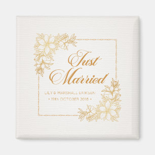 Elegant Just Married Wedding   Fridge Magnet