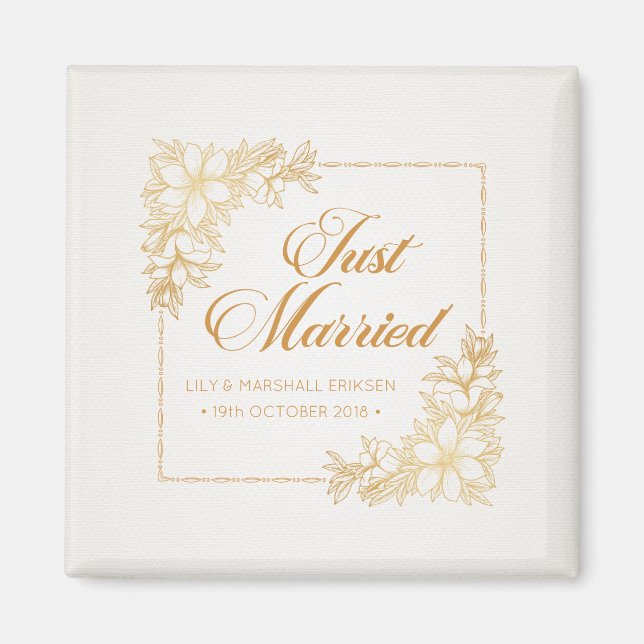 Elegant Just Married Wedding | Fridge Magnet (Front)