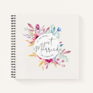 Elegant Just Married Wedding Guestbook Notebook