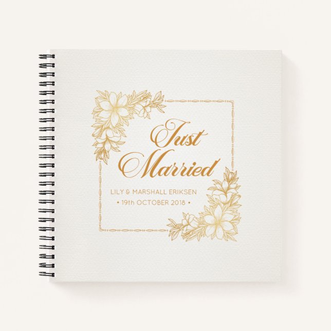 Elegant Just Married Wedding | Guestbook Notebook (Front)