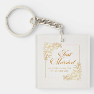 Elegant Just Married Wedding   Keychain