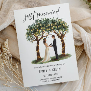 Elegant Just Married Wedding Party-Modern Romantic Invitation