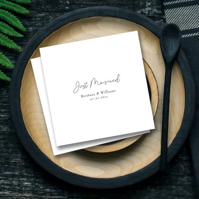 Elegant 'Just Married' Wedding - Personalised Napkin (Elegant 'Just Married' Wedding - Personalized Napkins)