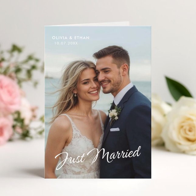 Elegant Just Married Wedding Photo Announcement (Creator Uploaded)