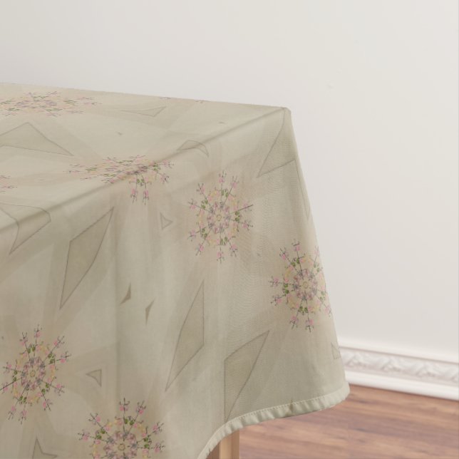 Elegant Kaleidoscopic Flower Design Pastel Tablecloth (In Situ)