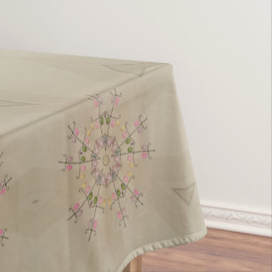 Elegant Kaleidoscopic Flower Design Pastel Tablecloth
