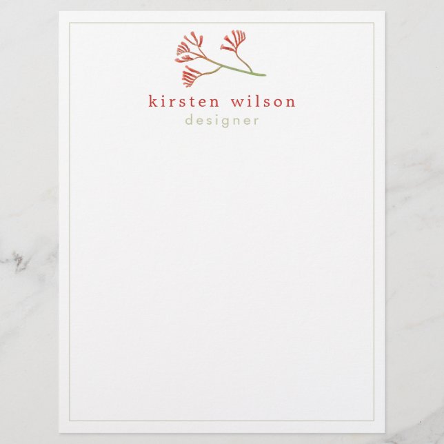 Elegant Kangaroo Paw Flower - Personalised  Custom Letterhead (Front)