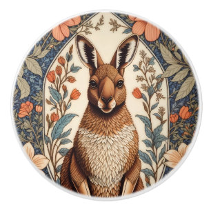 Elegant Kangaroo William Morris Inspired Ceramic Knob