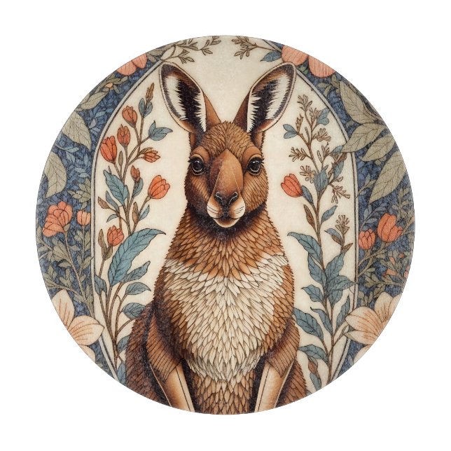Elegant Kangaroo William Morris Inspired  Cutting Board (Front)