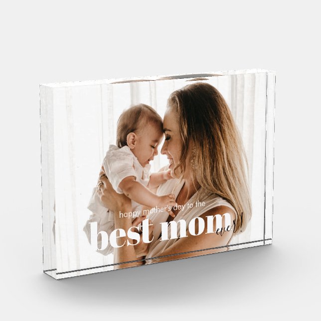 Elegant Keepsake Best Mum Ever Photo Block (Left)