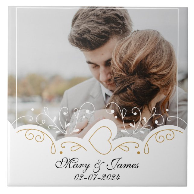 Elegant Keepsake Memories Groom Newlyweds  Tile (Front)