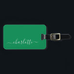Elegant Kelly Green Script Name Personalised Luggage Tag<br><div class="desc">Elegant Kelly Green Script Name Personalised Luggage Tag</div>