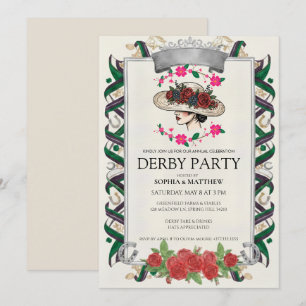 Elegant Kentucky Derby Party Floral Invitation
