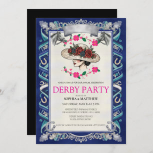 Elegant Kentucky Derby Party Floral Invitation