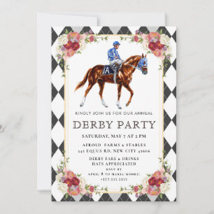 Elegant Kentucky Derby Party Invitation with Horse