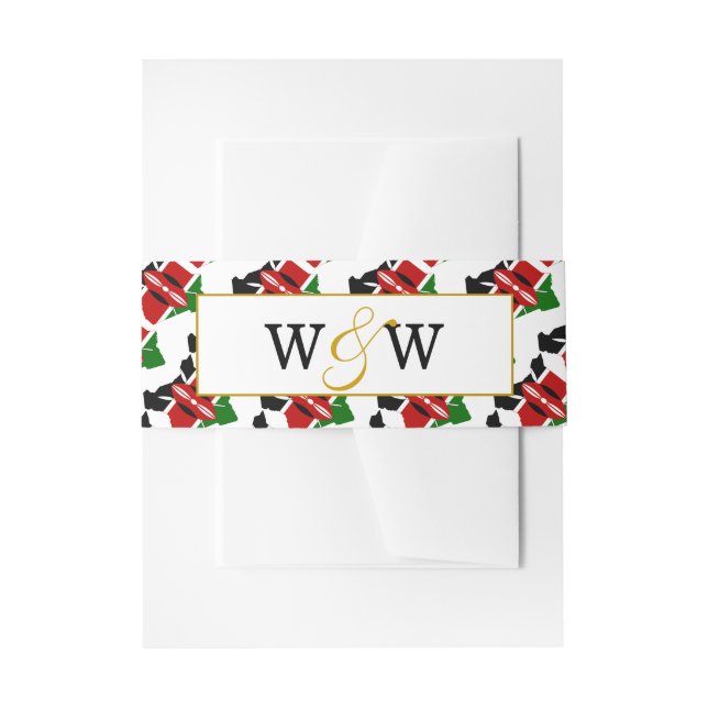 Elegant KENYA Monogram Wedding Celebration Invitation Belly Band (Front Example)