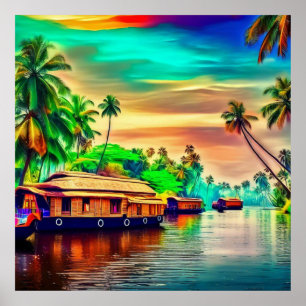 Elegant Kerala natural landscape of coconut trees  Poster