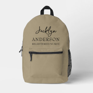 Elegant Khaki Custom Nurse  Printed Backpack