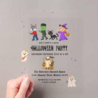 Elegant Kids Costume Party Halloween Acrylic Invitations