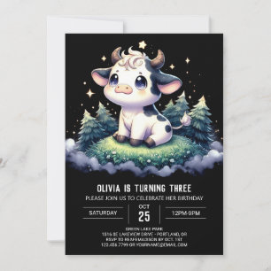 Elegant Kids Cow Birthday Invitation
