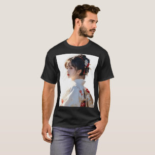 Elegant Kimono Girl Art Print – Japanese-Inspired T-Shirt