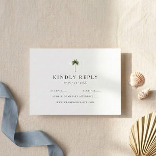 Elegant Kindly Respond Wedding Palm Tree RSVP Card
