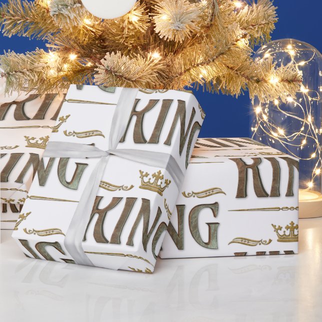 Elegant KING Royalty Lettering Crown Wrapping Paper (Holidays)