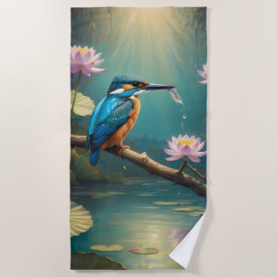 Elegant Kingfisher Bird  Beach Towel