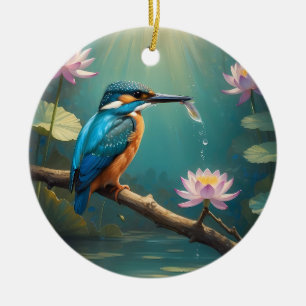 Elegant Kingfisher Bird  Ceramic Tree Decoration