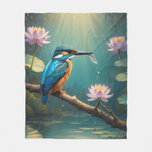 Elegant Kingfisher Bird  Fleece Blanket